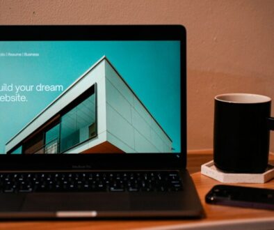 Award-winning website design mockup on a laptop screen