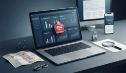 A professional workspace displaying analytical charts and error warnings during an audit of post-launch website mistakes.