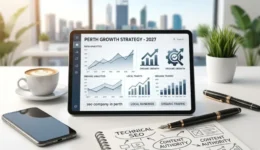 professional seo company in perth digital optimization scene on tablet screen.