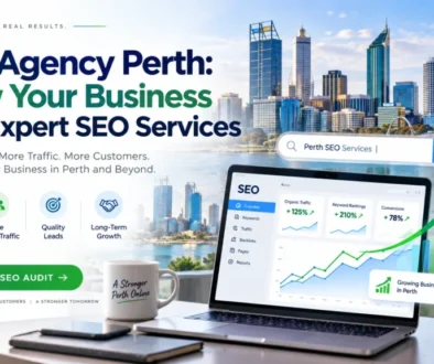 SEO Agency Perth desktop dashboard showing website search analytics and growth metrics